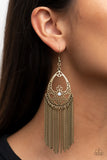 Castle Cottage - Brass Earrings - Paparazzi Accessories Earrings Bedazzle Me Pretty Mobile Fashion Boutique