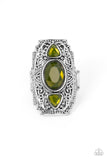Castle Terrace - Green Ring - Paparazzi Accessories Ring Bedazzle Me Pretty Mobile Fashion Boutique
