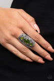 Castle Terrace - Green Ring - Paparazzi Accessories Ring Bedazzle Me Pretty Mobile Fashion Boutique