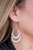 Casually Cancun - White Earrings - Paparazzi Accessories Earrings Bedazzle Me Pretty Mobile Fashion Boutique