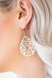 Casually Coachella - White Earrings - Paparazzi Accessories Earrings Bedazzle Me Pretty Mobile Fashion Boutique