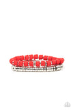 Catalina Marina - Red Bracelet - Paparazzi Accessories Bracelet Bedazzle Me Pretty Mobile Fashion Boutique
