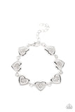 Catching Feelings - White Bracelet - Paparazzi Accessories Bracelet Bedazzle Me Pretty Mobile Fashion Boutique