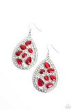 Cats Eye Class - Red Earrings - Paparazzi Accessories Earrings Bedazzle Me Pretty Mobile Fashion Boutique