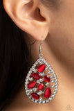 Cats Eye Class - Red Earrings - Paparazzi Accessories Earrings Bedazzle Me Pretty Mobile Fashion Boutique