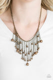 Catwalk Champ - Brass Necklace - Paparazzi Accessories Necklace Bedazzle Me Pretty Mobile Fashion Boutique