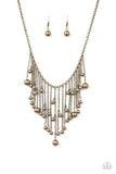 Catwalk Champ - Brass Necklace - Paparazzi Accessories Necklace Bedazzle Me Pretty Mobile Fashion Boutique