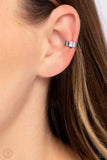 Catwalk Curves - Silver Cuff Earrings - Paparazzi Accessories Post Earrings Bedazzle Me Pretty Mobile Fashion Boutique