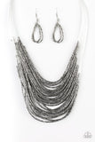 Catwalk Queen - Black/Gunmetal Necklace - Paparazzi Accessories Necklace Bedazzle Me Pretty Mobile Fashion Boutique