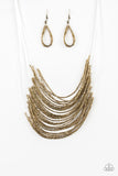 Catwalk Queen - Brass Necklace - Paparazzi Accessories Necklace Bedazzle Me Pretty Mobile Fashion Boutique