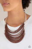 Catwalk Queen - Copper Necklace - Paparazzi Accessories Necklace Bedazzle Me Pretty Mobile Fashion Boutique