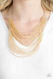 Catwalk Queen - Gold Necklace - Paparazzi Accessories Necklace Bedazzle Me Pretty Mobile Fashion Boutique