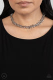 Cause a Commotion - Silver Necklace - Paparazzi Accessories Necklace Bedazzle Me Pretty Mobile Fashion Boutique