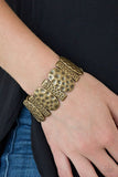 Cave Cache - Brass Bracelet - Paparazzi Accessories Bracelet Bedazzle Me Pretty Mobile Fashion Boutique