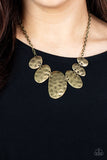 Cave Crawl - Brass Necklace - Paparazzi Accessories Necklace Bedazzle Me Pretty Mobile Fashion Boutique