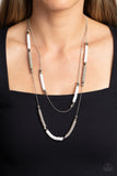 Caviar Chic - White Necklace - Paparazzi Accessories Necklace Bedazzle Me Pretty Mobile Fashion Boutique