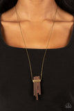 Cayman Castaway - Brass Necklace - Paparazzi Accessories Necklace Bedazzle Me Pretty Mobile Fashion Boutique