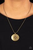 Center of the Cosmos - Brass Necklace - Paparazzi Accessories Necklace Bedazzle Me Pretty Mobile Fashion Boutique
