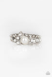 Center Stage Celebrity - White Ring - Paparazzi Accessories Ring Bedazzle Me Pretty Mobile Fashion Boutique