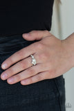 Center Stage Celebrity - White Ring - Paparazzi Accessories Ring Bedazzle Me Pretty Mobile Fashion Boutique