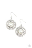 Century Classic - White Earrings - Paparazzi Accessories Earrings Bedazzle Me Pretty Mobile Fashion Boutique