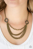 CHAINS of Command - Brass Necklace - Paparazzi Accessories Necklace Bedazzle Me Pretty Mobile Fashion Boutique