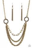 CHAINS of Command - Brass Necklace - Paparazzi Accessories Necklace Bedazzle Me Pretty Mobile Fashion Boutique