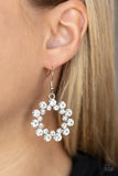 Champagne Bubbles - White Earrings - Paparazzi Accessories Earrings Bedazzle Me Pretty Mobile Fashion Boutique