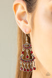 Chandelier Shimmer - Red Earrings - Paparazzi Accessories Earrings Bedazzle Me Pretty Mobile Fashion Boutique