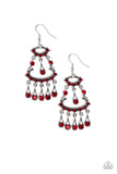 Chandelier Shimmer - Red Earrings - Paparazzi Accessories Earrings Bedazzle Me Pretty Mobile Fashion Boutique
