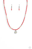 Charming Chance - Red Necklace - Paparazzi Accessories Necklace Bedazzle Me Pretty Mobile Fashion Boutique