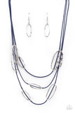 Check Your CORD-inates - Blue Necklace - Paparazzi Accessories Necklace Bedazzle Me Pretty Mobile Fashion Boutique