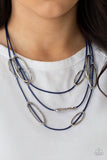 Check Your CORD-inates - Blue Necklace - Paparazzi Accessories Necklace Bedazzle Me Pretty Mobile Fashion Boutique