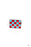 Checkerboard Craze - Red Ring - Paparazzi Accessories Ring Bedazzle Me Pretty Mobile Fashion Boutique