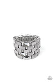 Checkered Couture - Silver Ring - Paparazzi Accessories Ring FS-Bedazzle Me Pretty Mobile Fashion Boutique