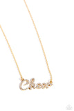 Cheer Squad - Gold Necklace - Paparazzi Accessories Necklace Bedazzle Me Pretty Mobile Fashion Boutique