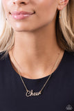 Cheer Squad - Gold Necklace - Paparazzi Accessories Necklace Bedazzle Me Pretty Mobile Fashion Boutique