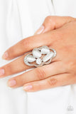 Cherished Collection - White Ring - Paparazzi Accessories Ring Bedazzle Me Pretty Mobile Fashion Boutique