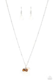 Cherokee Canyon - White Necklace - Paparazzi Accessories Necklace Bedazzle Me Pretty Mobile Fashion Boutique