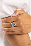 Chevron Celebrity - Blue Ring - Paparazzi Accessories Ring Bedazzle Me Pretty Mobile Fashion Boutique