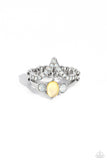 Chevron Celebrity - Yellow Ring - Paparazzi Accessories Ring Bedazzle Me Pretty Mobile Fashion Boutique