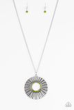 Chicly Centered - Green Necklace - Paparazzi Accessories Necklace Bedazzle Me Pretty Mobile Fashion Boutique