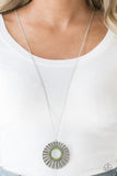 Chicly Centered - Green Necklace - Paparazzi Accessories Necklace Bedazzle Me Pretty Mobile Fashion Boutique