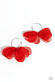 Chiffon Class - Red Earrings - Paparazzi Accessories Earrings Bedazzle Me Pretty Mobile Fashion Boutique