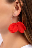 Chiffon Class - Red Earrings - Paparazzi Accessories Earrings Bedazzle Me Pretty Mobile Fashion Boutique