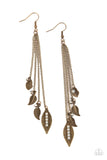 Chiming Leaflets - Brass Earrings - Paparazzi Accessories Earrings Bedazzle Me Pretty Mobile Fashion Boutique