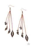 Chiming Leaflets - Copper Earrings - Paparazzi Accessories Earrings Bedazzle Me Pretty Mobile Fashion Boutique