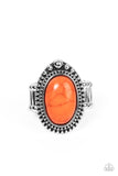 Chiseled Canyons - Orange Ring - Paparazzi Accessories Ring Bedazzle Me Pretty Mobile Fashion Boutique