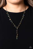 Chiseled Catwalk - Brass Necklace - Paparazzi Accessories Necklace Bedazzle Me Pretty Mobile Fashion Boutique