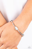 Chiseled Craze - White Bracelet - Paparazzi Accessories Bracelet Bedazzle Me Pretty Mobile Fashion Boutique